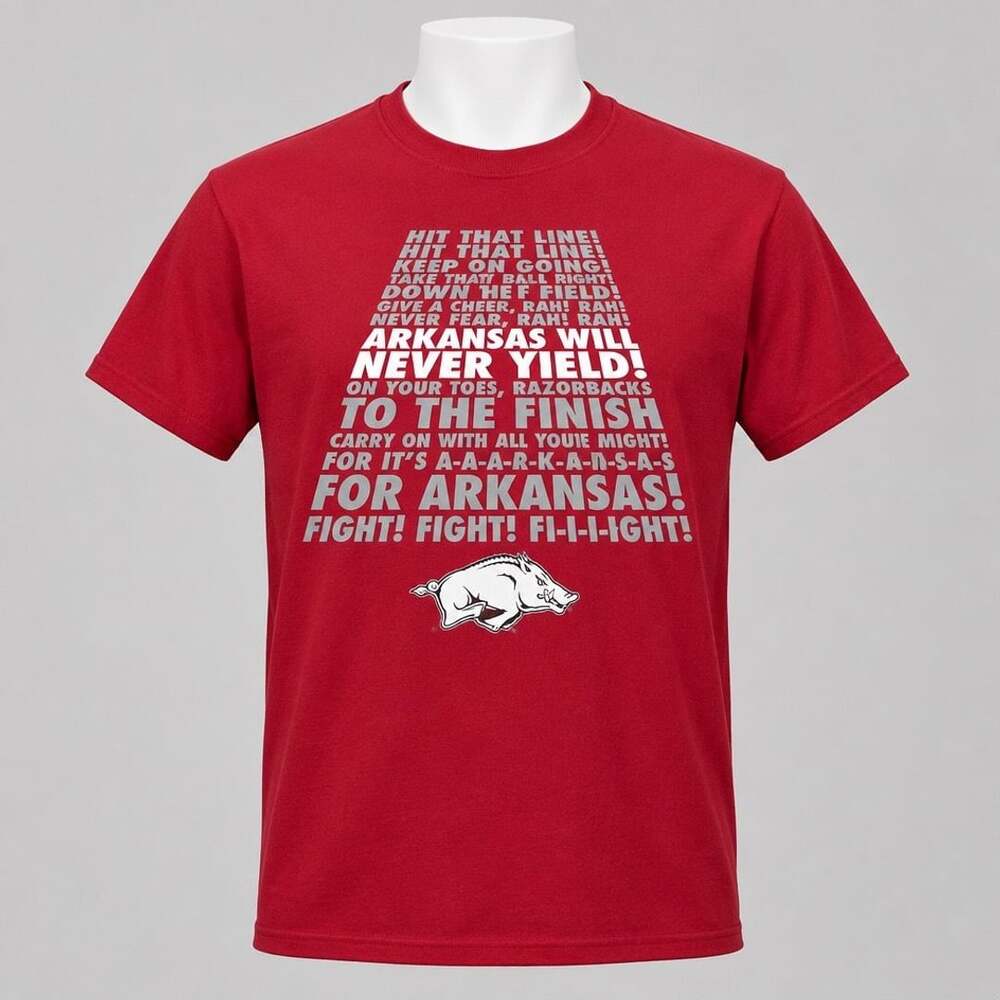 Gildan Arkansas Razorbacks Fight Song T-Shirt Size S Red